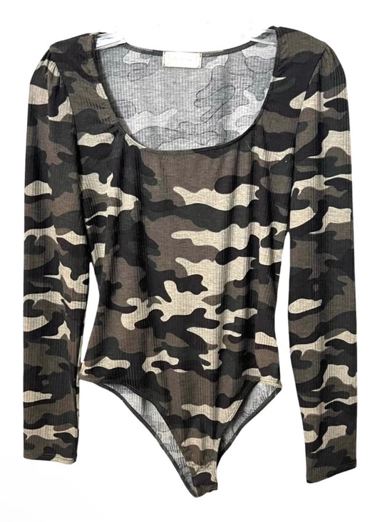 Altar'd State Tops - Altar’d State Camo Army Print Ribbed Bodysuit Size Large New